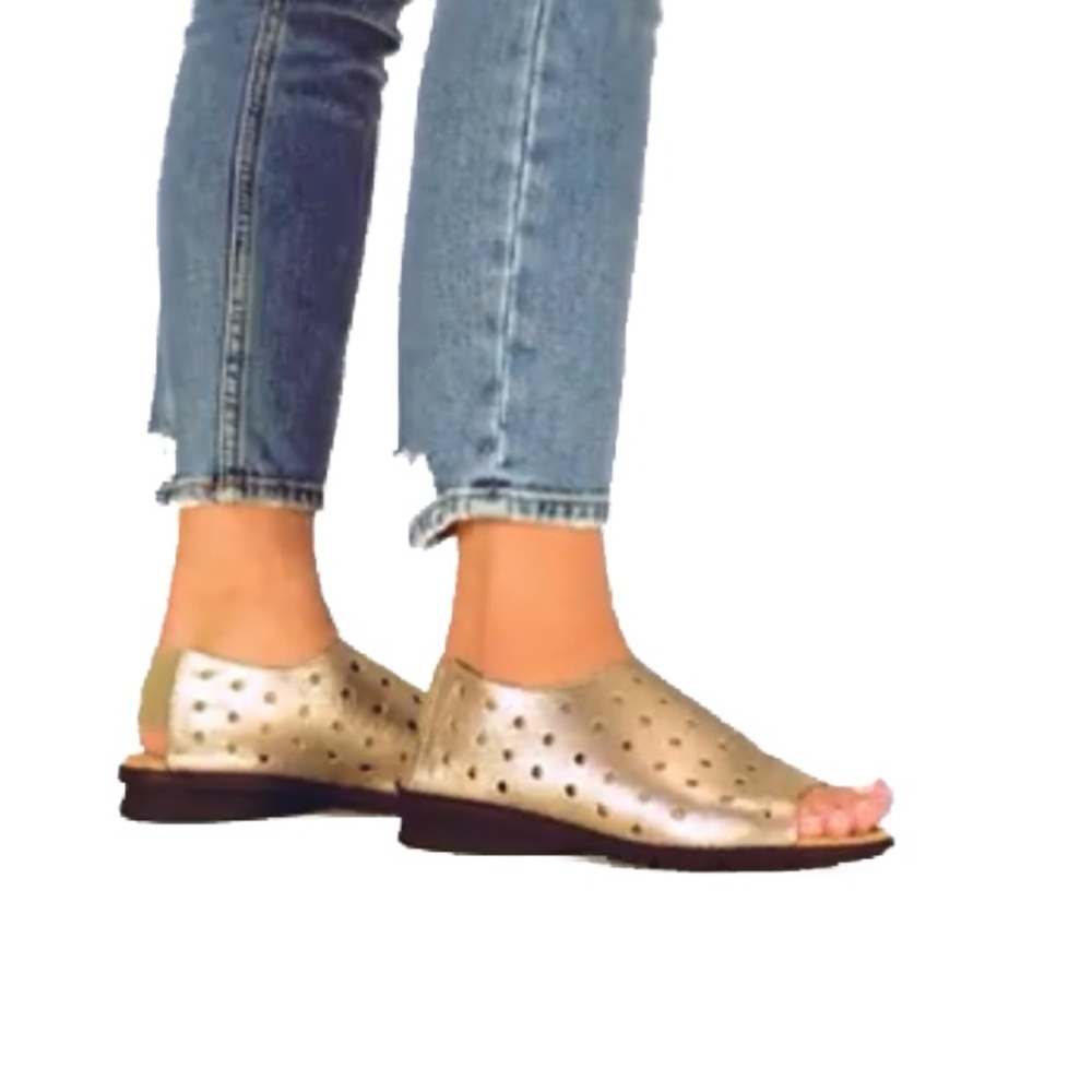 Comfortiva Gold Perforated Sandals